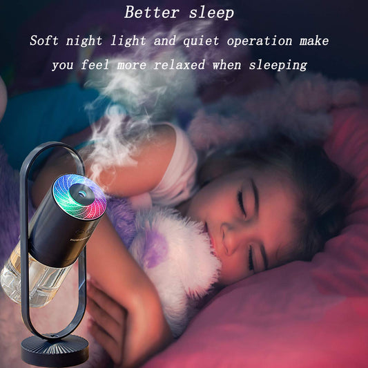 Portable Mini Humidifier with 7-Color LED Star Projector – USB Powered Desk Air Moisturizer for Baby Room, Office, Travel, Night Light & Party Decor (Deep Blue)