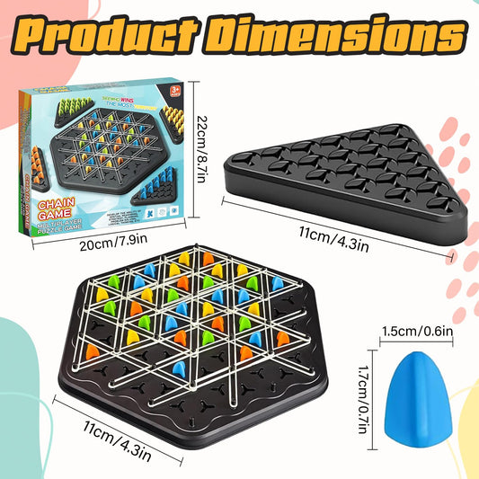 Chain Game – Multiplayer Strategy Board Puzzle for Kids & Adults | Fun Geometric Chess with Rubber Bands, 2–4 Players | Ideal Family Game for Parties, Gifts & Screen-Free Play