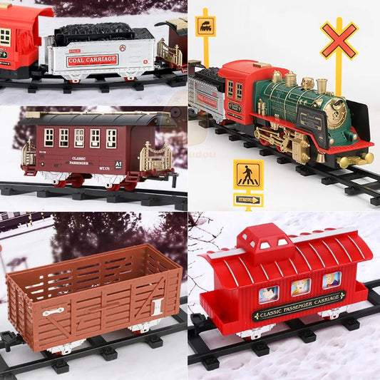 RC Track Train Set with Realistic Steam Effect (1:20 Scale)