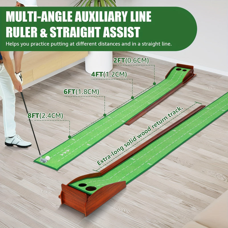 Golf Putting Mat with 2-Hole Training Design – Indoor Practice Green
