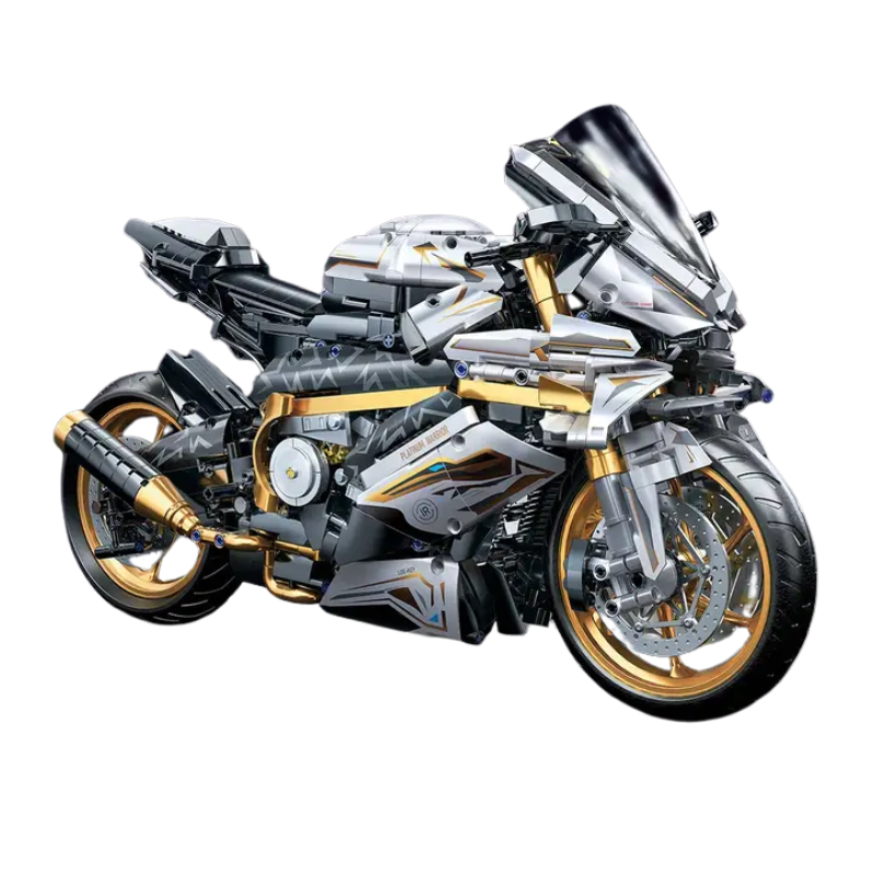 White & Gold Motorcycle Building Blocks Model β 2000+ Pieces