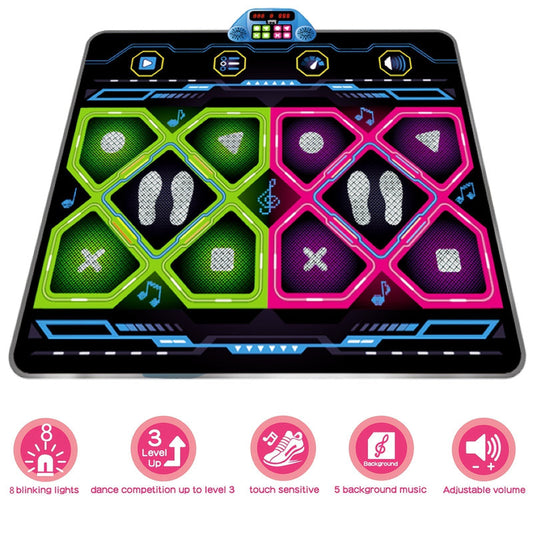 Double LED Dance Mat – Interactive Music & Fitness Game for Kids & Adults