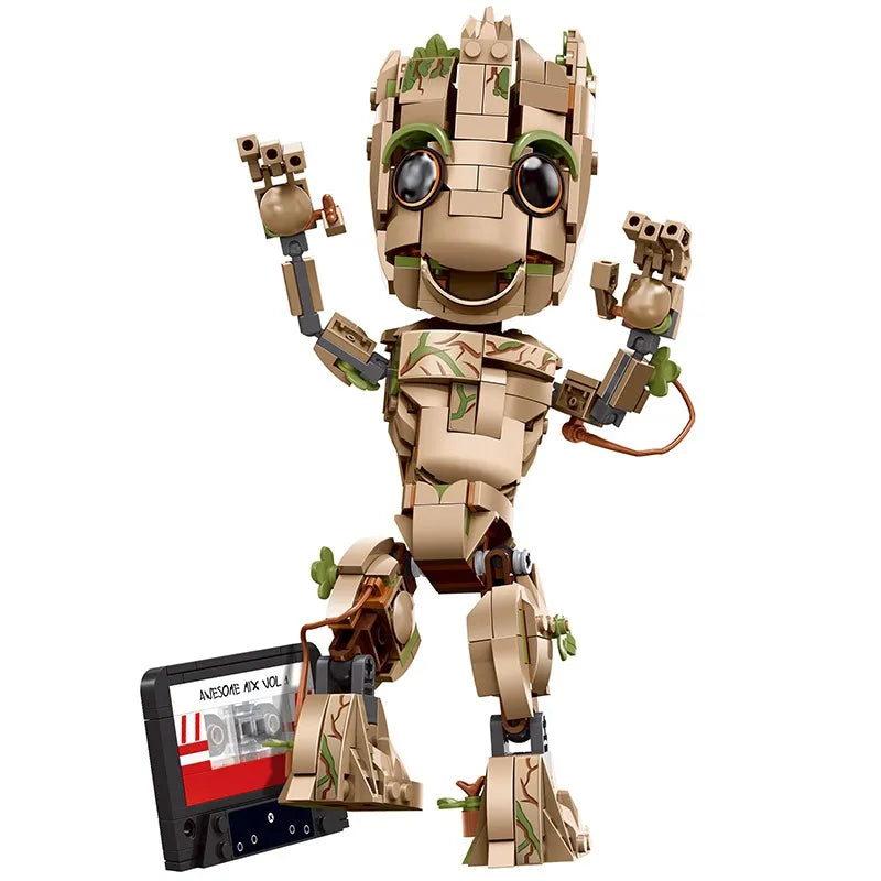 Groot-Inspired Brick Model – 475 Piece Superhero Building Block Set