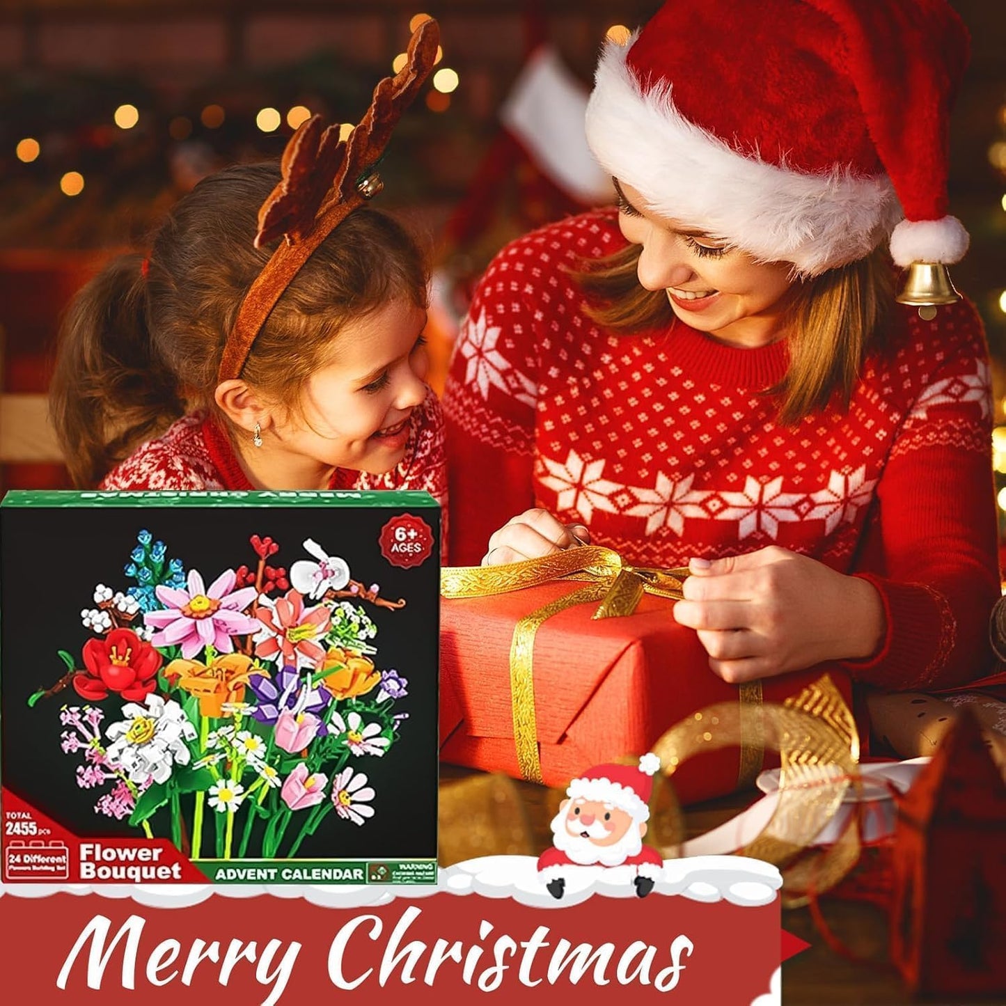 2025 Flower Bouquet Advent Calendar – 24 Day Christmas Countdown Building Block Set (Ages 6+)