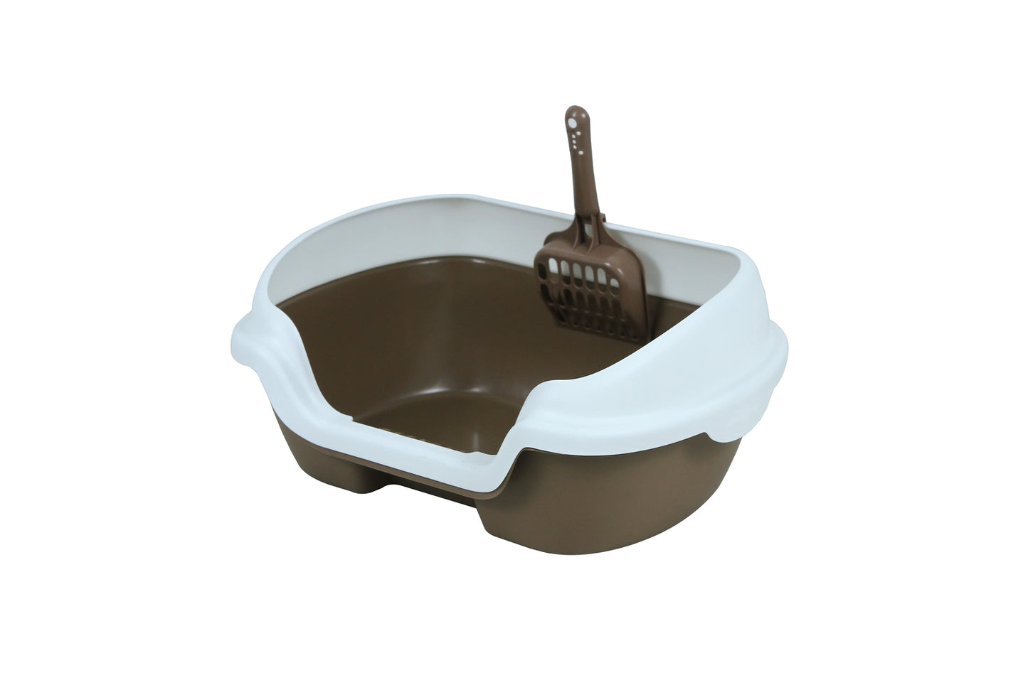 YES4PETS Small Portable Cat & Rabbit Litter Box Tray with Scoop – Brown