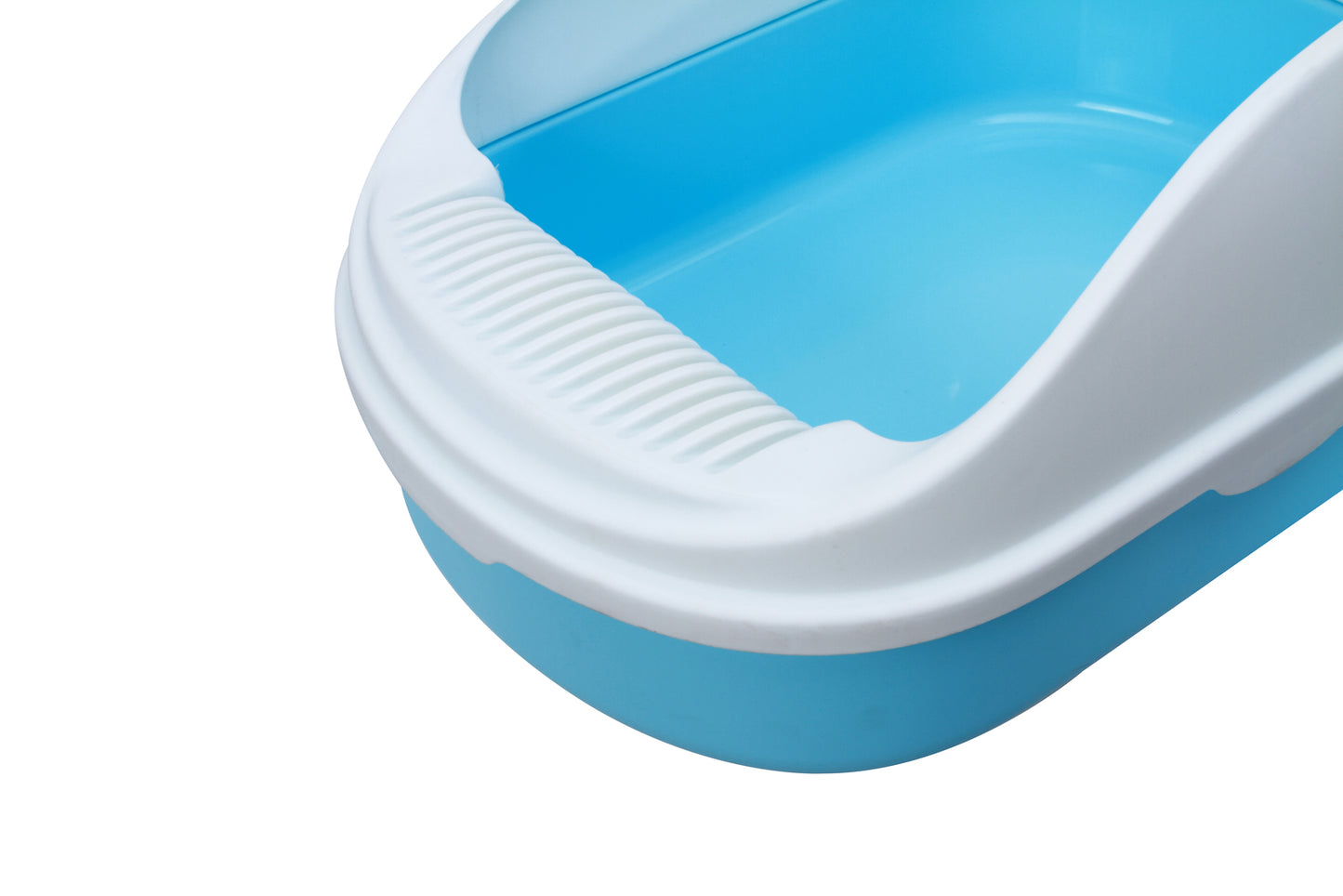 YES4PETS Medium Portable Cat Litter Box Tray with Scoop – High-Wall Anti-Spill Design – Blue
