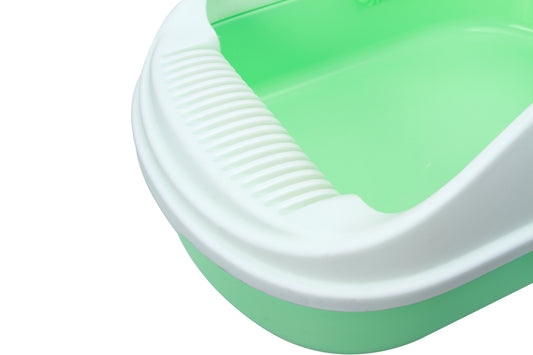 YES4PETS Medium Portable Cat Litter Box Tray with Scoop – High-Wall Anti-Spill Design – Green