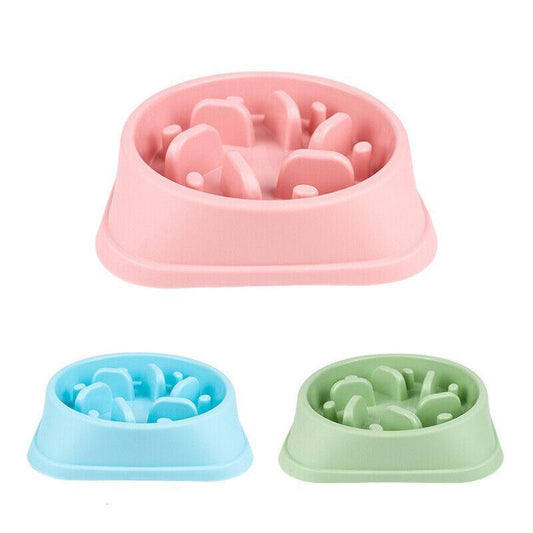 Dog-Bowl Dishes Slow-Feeder Large Pet-Eat Dogs Food-Nonslip Interactive - Blue