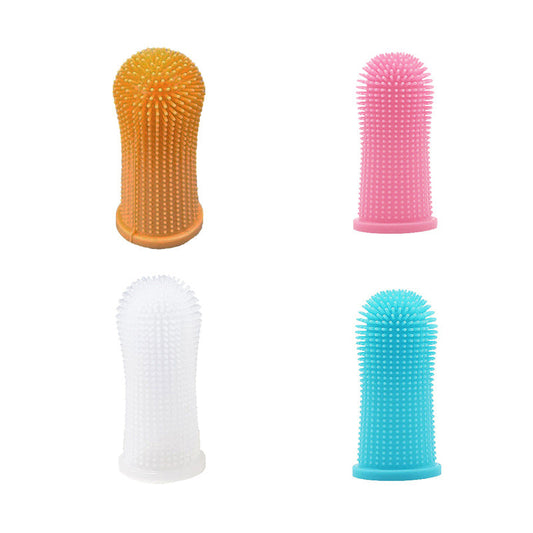 Premium Oral Care Dog Cat Toothbrush Finger Toothbrush Finger Silicone - White
