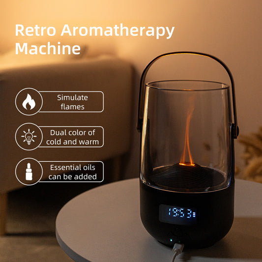 Creative Retro Flame Essential Oil Diffuser – 200ml Ultrasonic Humidifier with Vintage Fire Effect, USB-C Portable Aroma Diffuser for Bedroom, Office & Camping