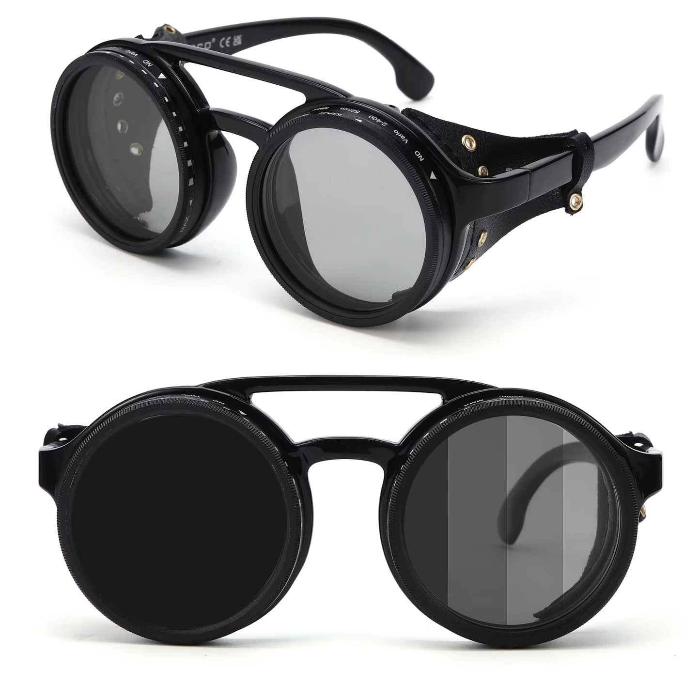 Handmade ND9 Adjustable Dimming Sunglasses Retro Punk round Men'S Outdoor Fishing UV400 Polarized Driving Sunglasses