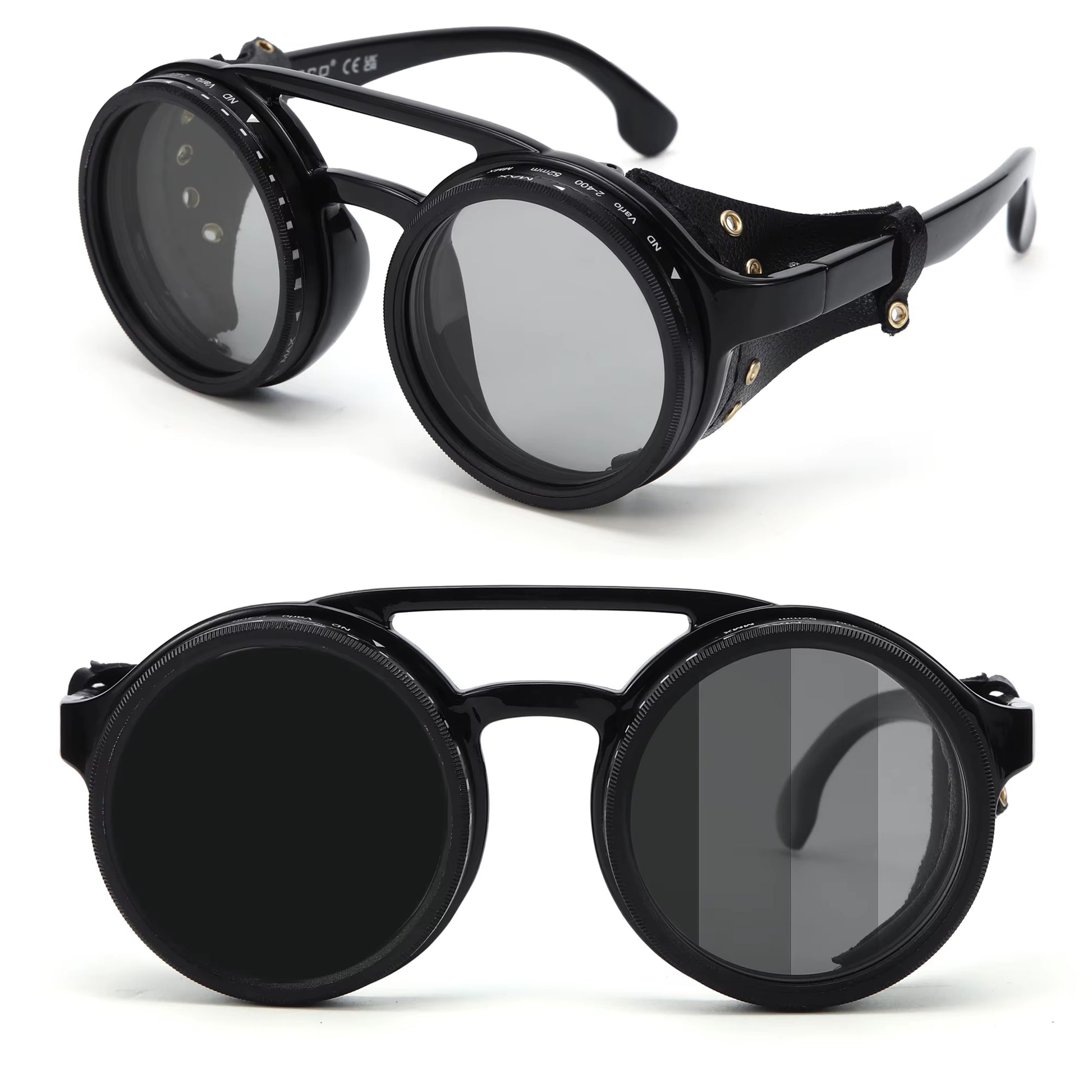 Handmade ND9 Adjustable Dimming Sunglasses Retro Punk round Men'S Outdoor Fishing UV400 Polarized Driving Sunglasses