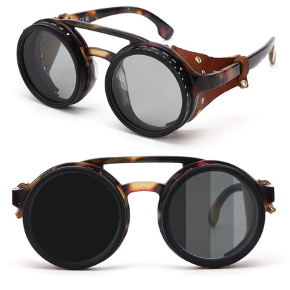 Handmade ND9 Adjustable Dimming Sunglasses Retro Punk round Men'S Outdoor Fishing UV400 Polarized Driving Sunglasses