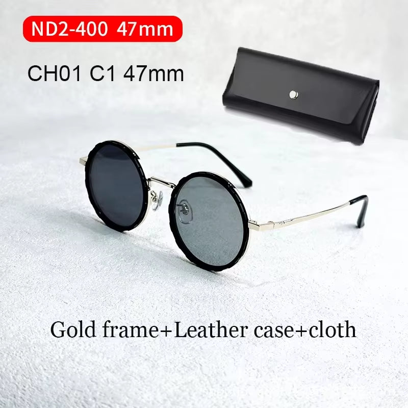 Handmade ND9 Adjustable Dimming Sunglasses Retro Punk round Men'S Outdoor Fishing UV400 Polarized Driving Sunglasses
