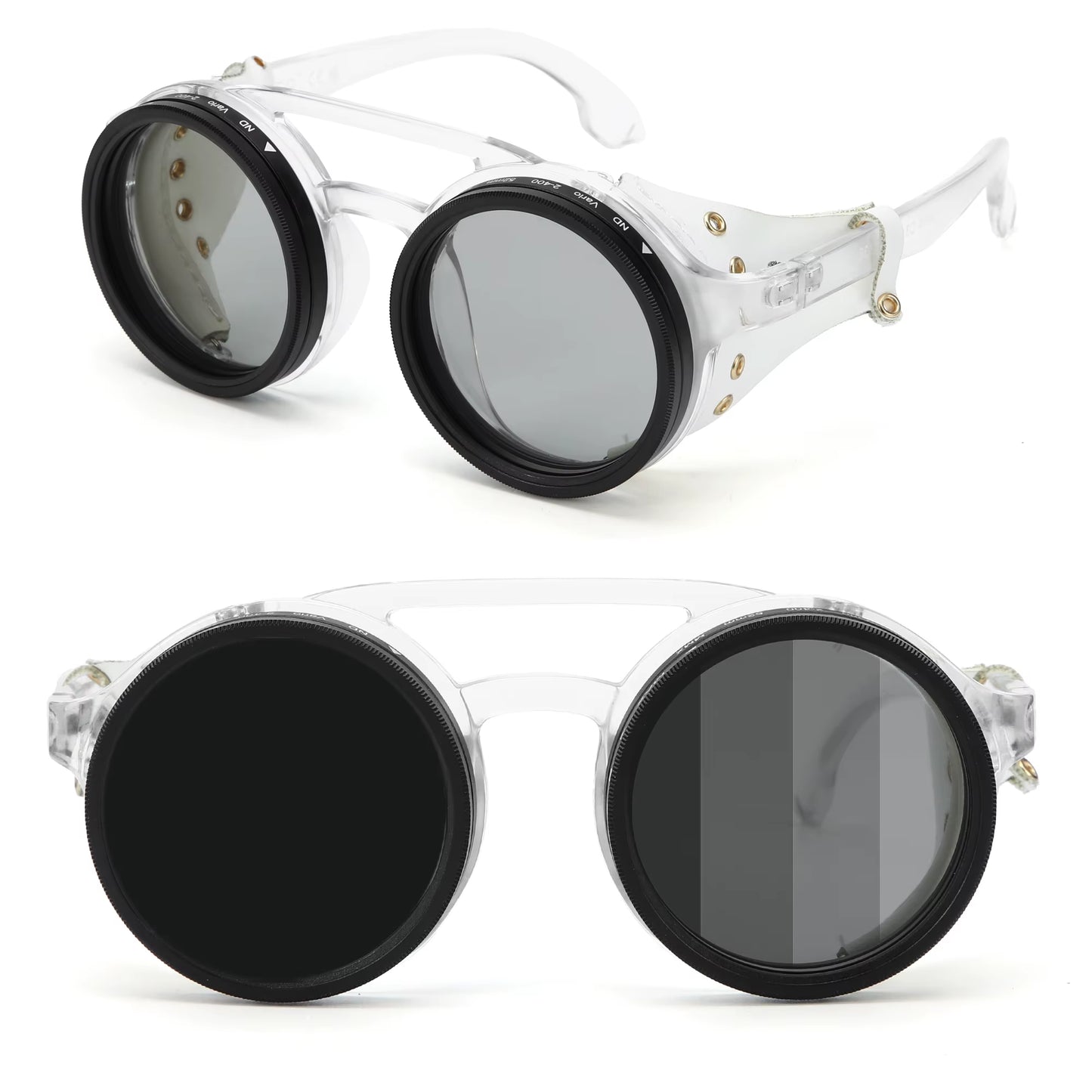 Handmade ND9 Adjustable Dimming Sunglasses Retro Punk round Men'S Outdoor Fishing UV400 Polarized Driving Sunglasses