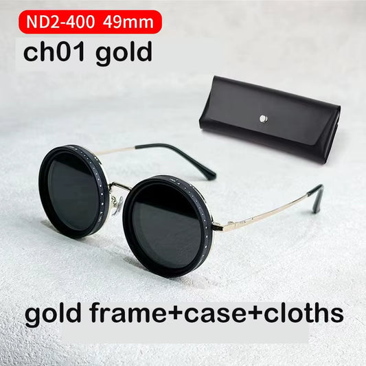 Handmade ND9 Adjustable Dimming Sunglasses Retro Punk round Men'S Outdoor Fishing UV400 Polarized Driving Sunglasses