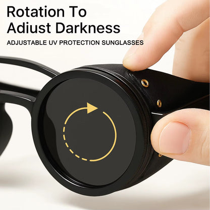 Handmade ND9 Adjustable Dimming Sunglasses Retro Punk round Men'S Outdoor Fishing UV400 Polarized Driving Sunglasses
