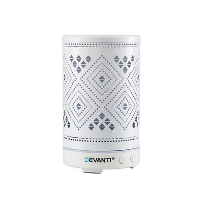 Devanti Ultrasonic Aroma Diffuser Aromatherapy 100ml LED Lights Iron Humidifier Forest