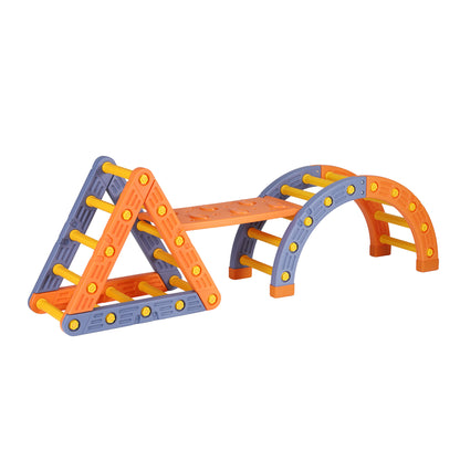 Keezi Kids Climbing Frame Set With Slide Indoor Outdoor Toddler Toys Pikler Triangle Climber With Arch