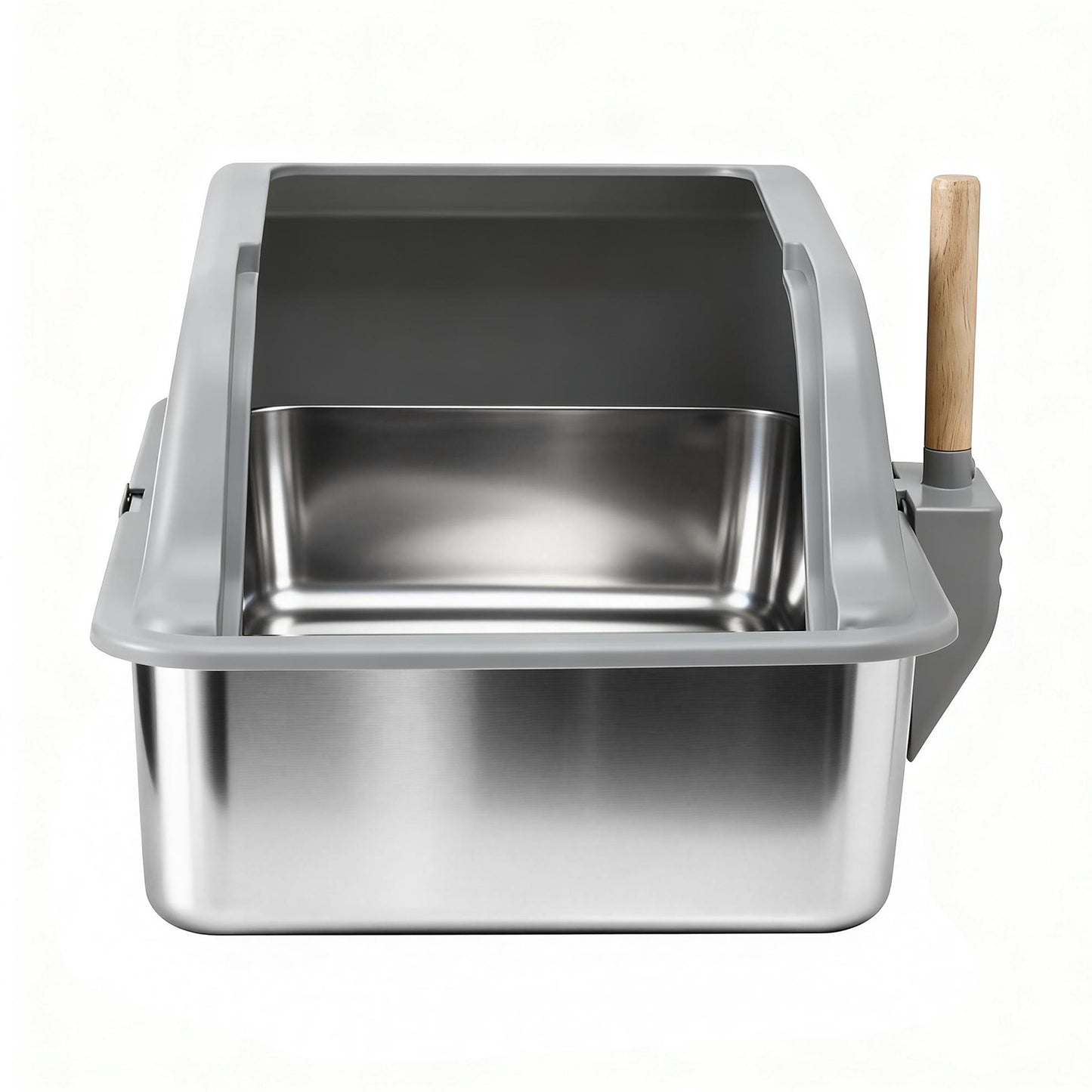 i.Pet Stainless Steel Semi-Enclosed Cat Litter Box – Large High-Sided Odour Control Tray (60cm)