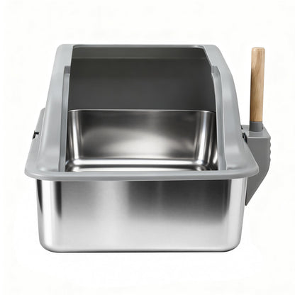 i.Pet Stainless Steel Semi-Enclosed Cat Litter Box – Large High-Sided Odour Control Tray (60cm)
