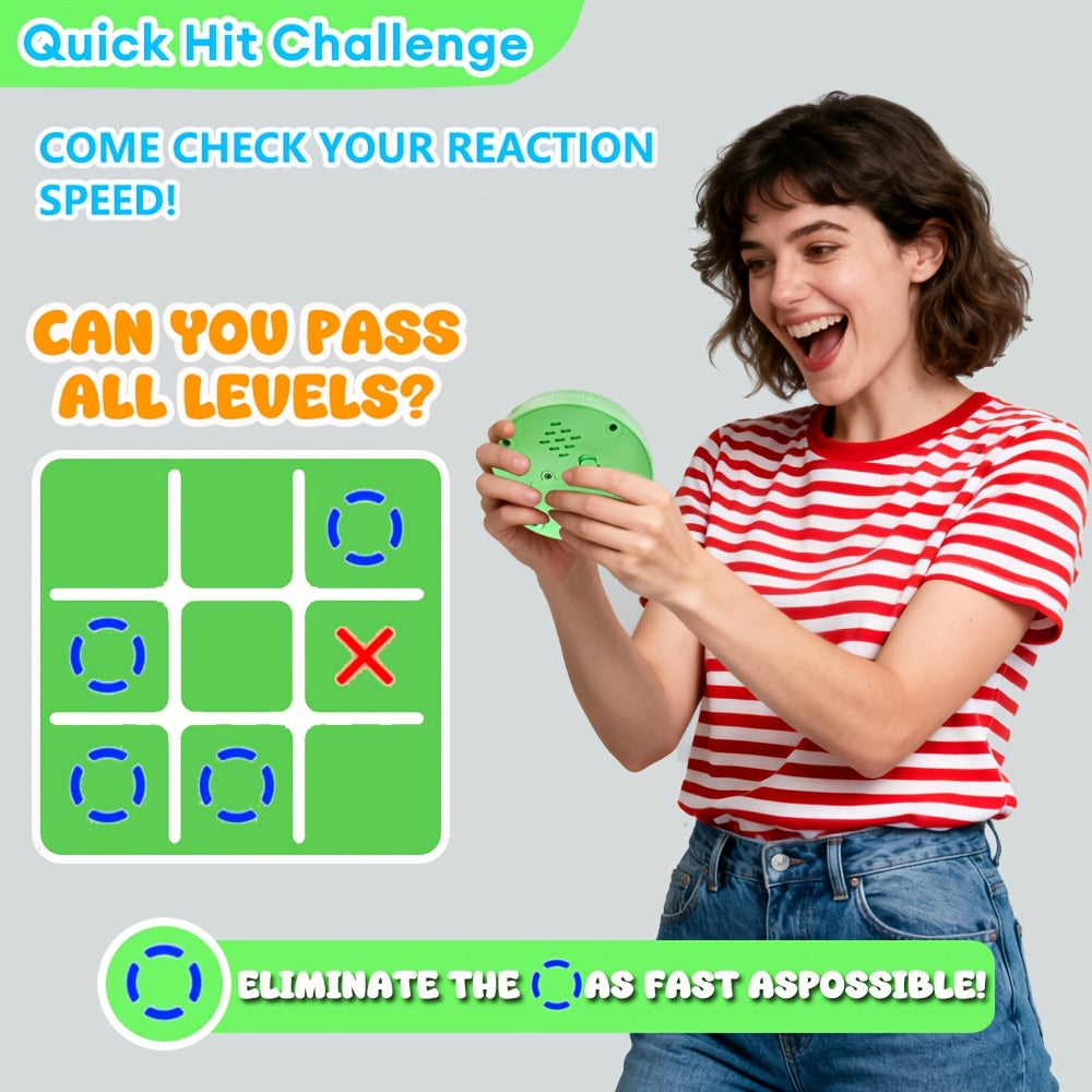 4-in-1 Electronic Tic Tac Toe Game: AI Battle, Two-Player Mode, Memory & Speed Challenge | Handheld Portable Game Console, Suitable for Both Kids and Adults (Batteries Not Included)（WHITE）