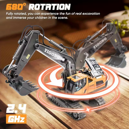 Mini Excavator Toy with Remote & App Control, High-Tech 11-Channel Alloy & Plastic Engineering Vehicle, Fun Toy for Men, Perfect Gift for Kids.