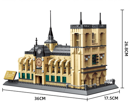 Notre-Dame Cathedral of Paris Mini Building Blocks Model – 1380 Piece Gothic Architecture Set (36cm Display)