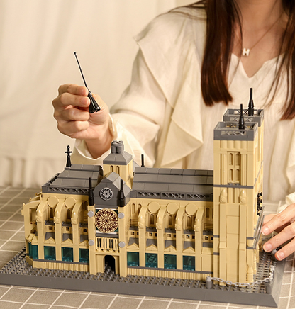 Notre-Dame Cathedral of Paris Mini Building Blocks Model – 1380 Piece Gothic Architecture Set (36cm Display)