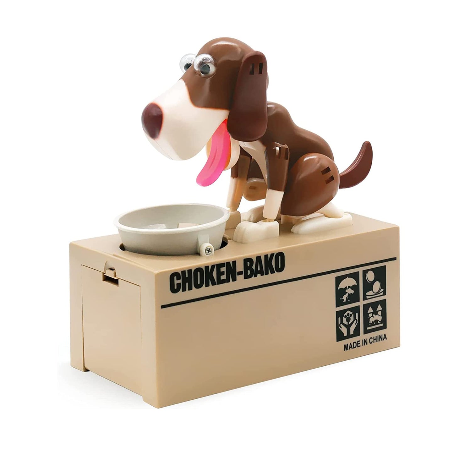 Interactive Dog Coin Bank – Automatic Electric Money Saving Piggy Bank with Moving Dog Design – Fun Kids Gift & Desk Decor (Coffee)