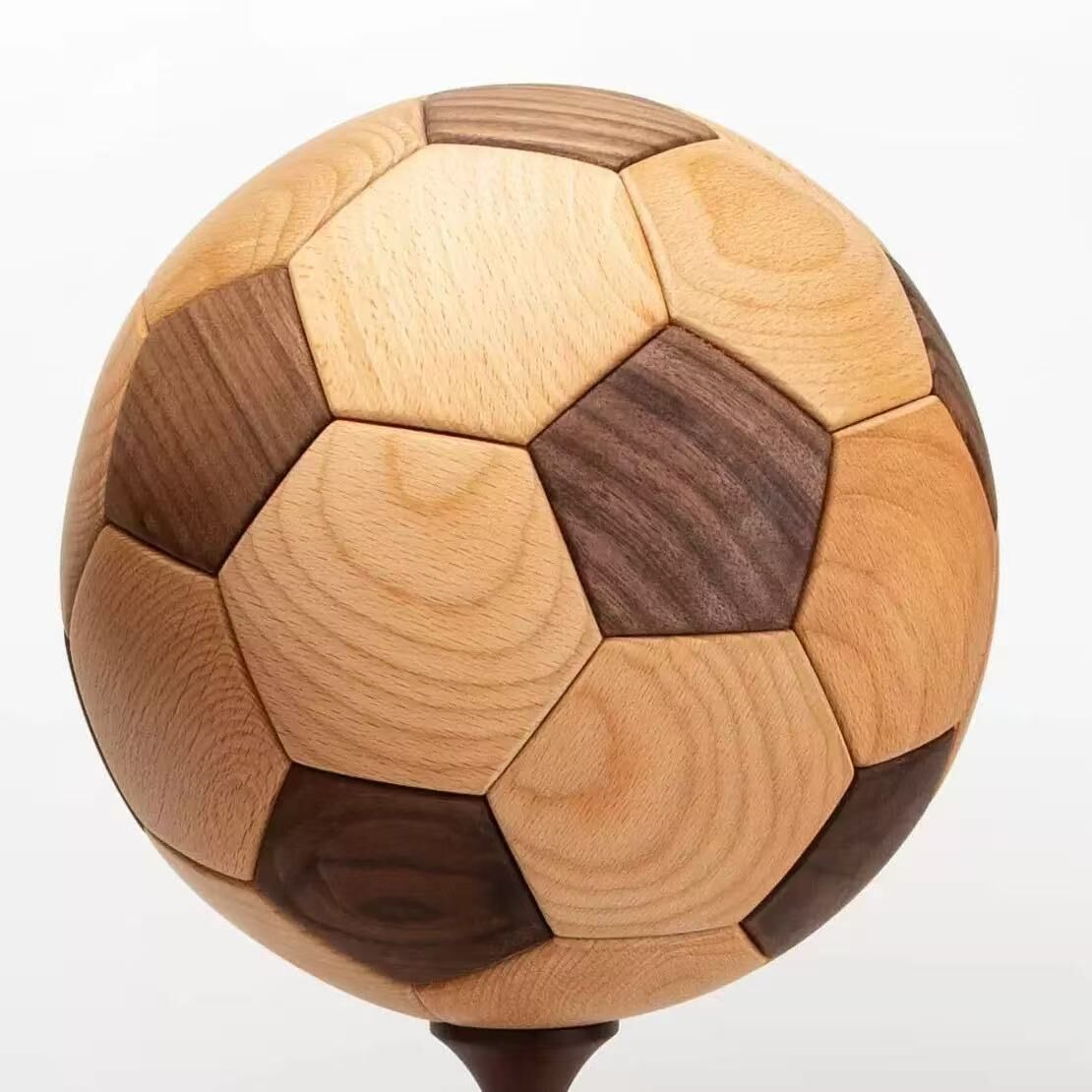 3D Wooden Football Puzzle – Mortise & Tenon Handmade Assembly Kit (Walnut & Beech)