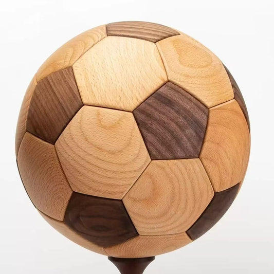 3D Wooden Football Puzzle – Mortise & Tenon Handmade Assembly Kit (Walnut & Beech)