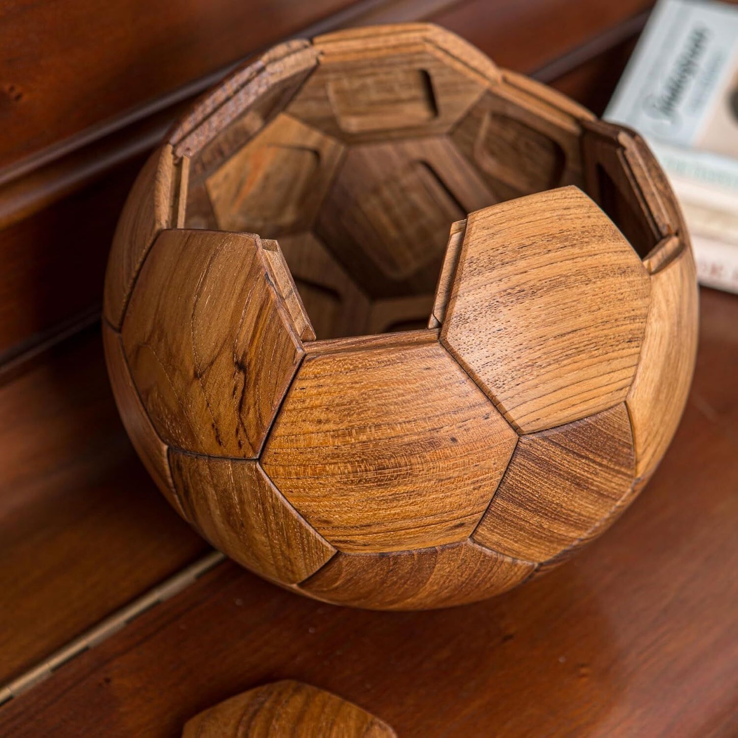 3D Wooden Football Puzzle – Handmade Mortise & Tenon Build (Teak & Beech)