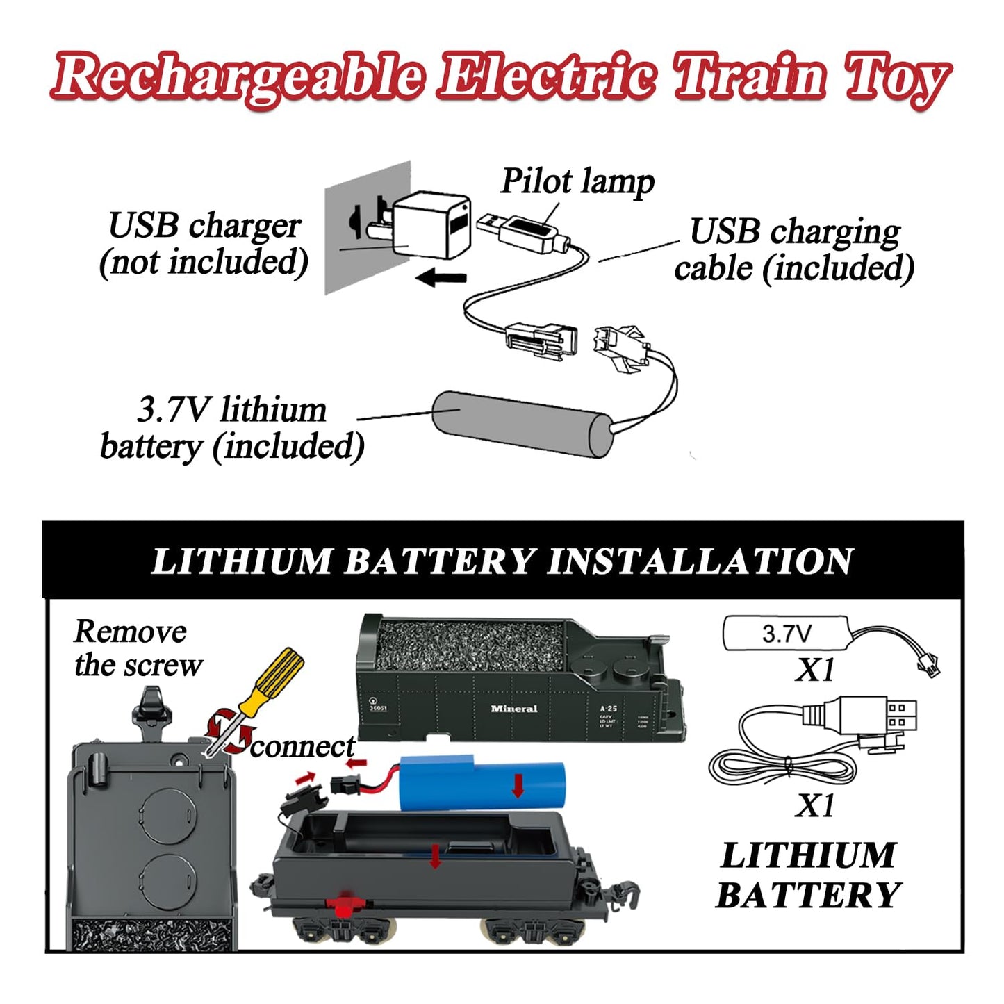 Electric Steam Train Set for Kids – Realistic Smoke, Lights & Sound | Christmas Train with Glowing Carriages & Rechargeable Battery (Black)
