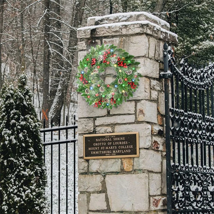 Pre-Lit Christmas Wreath with LED Lights - 60 cm