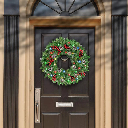 Pre-Lit Christmas Wreath with LED Lights - 60 cm