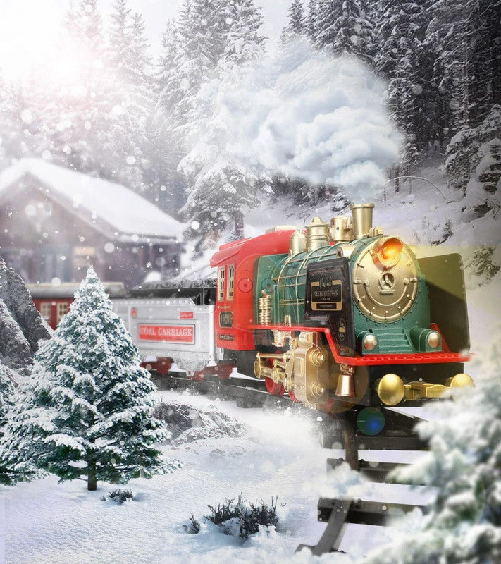 RC Track Train Set with Realistic Steam Effect (1:20 Scale)