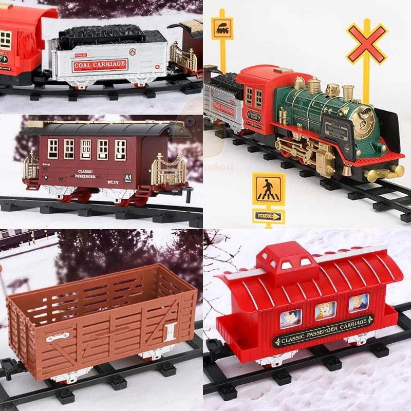 RC Track Train Set with Realistic Steam Effect (1:20 Scale)