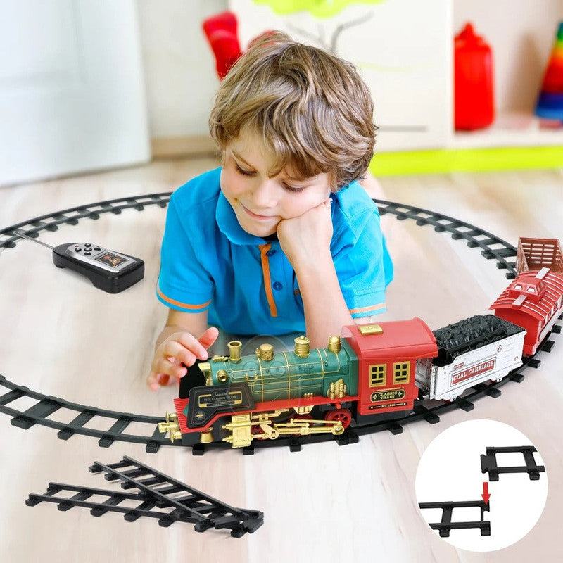RC Track Train Set with Realistic Steam Effect (1:20 Scale)