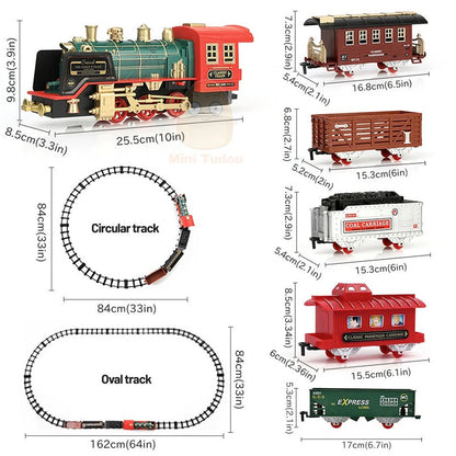 RC Track Train Set with Realistic Steam Effect (1:20 Scale)