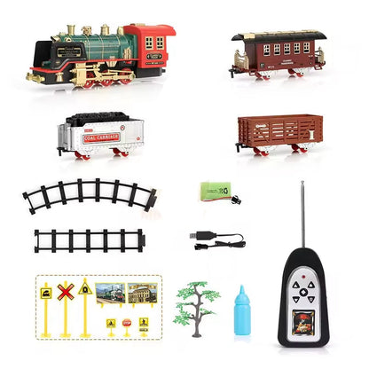 RC Track Train Set with Realistic Steam Effect (1:20 Scale)