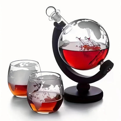 Globe Whiskey Decanter Set – Lead-Free Glass Luxury Gift Collection