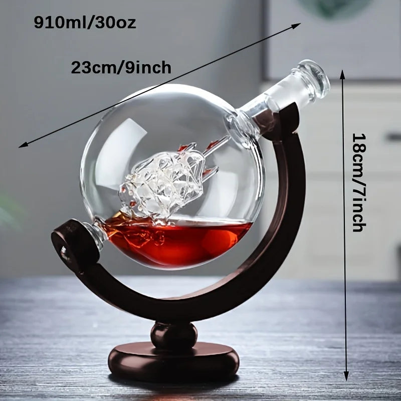 Globe Whiskey Decanter Set – Lead-Free Glass Luxury Gift Collection