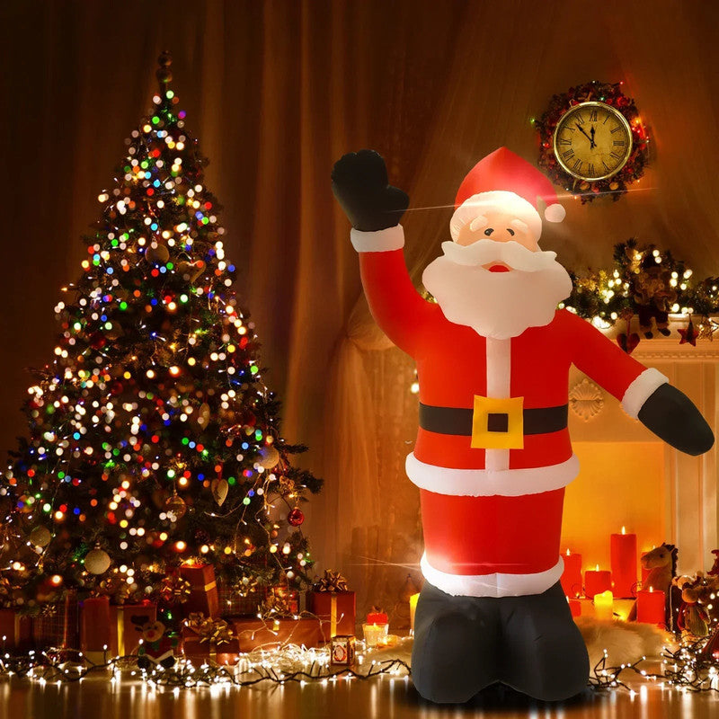 2.4m (8FT) Tall Inflatable Santa Claus with 9 LED Lights – Outdoor Christmas Decoration