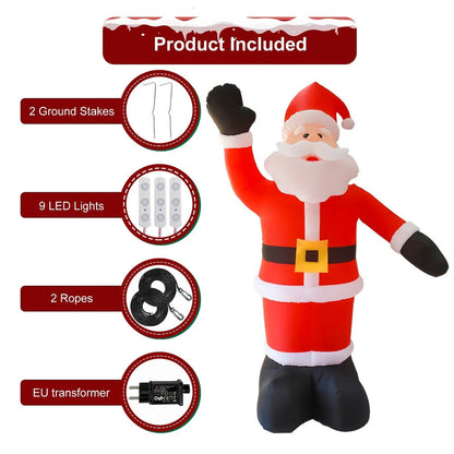 2.4m (8FT) Tall Inflatable Santa Claus with 9 LED Lights – Outdoor Christmas Decoration