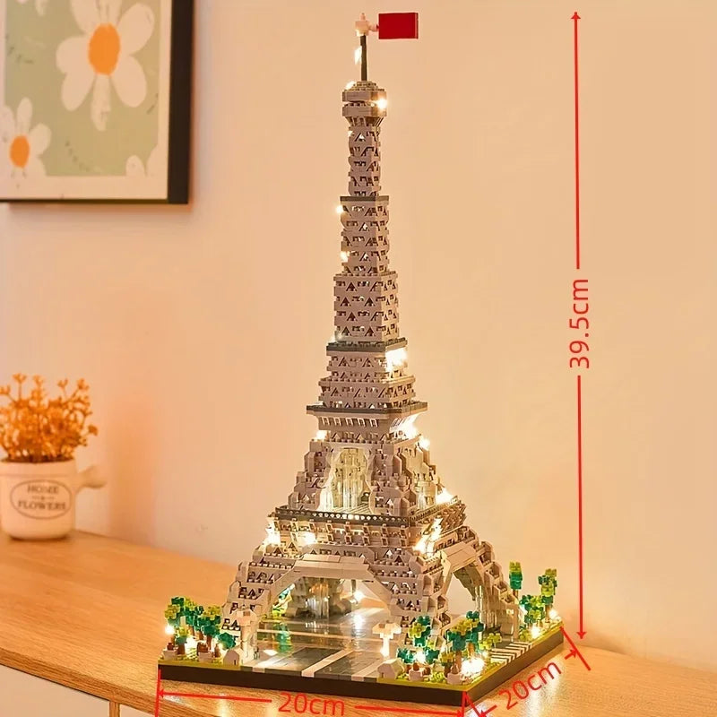 LED Eiffel Tower Micro Building Blocks Set – 39.5cm Illuminated Model