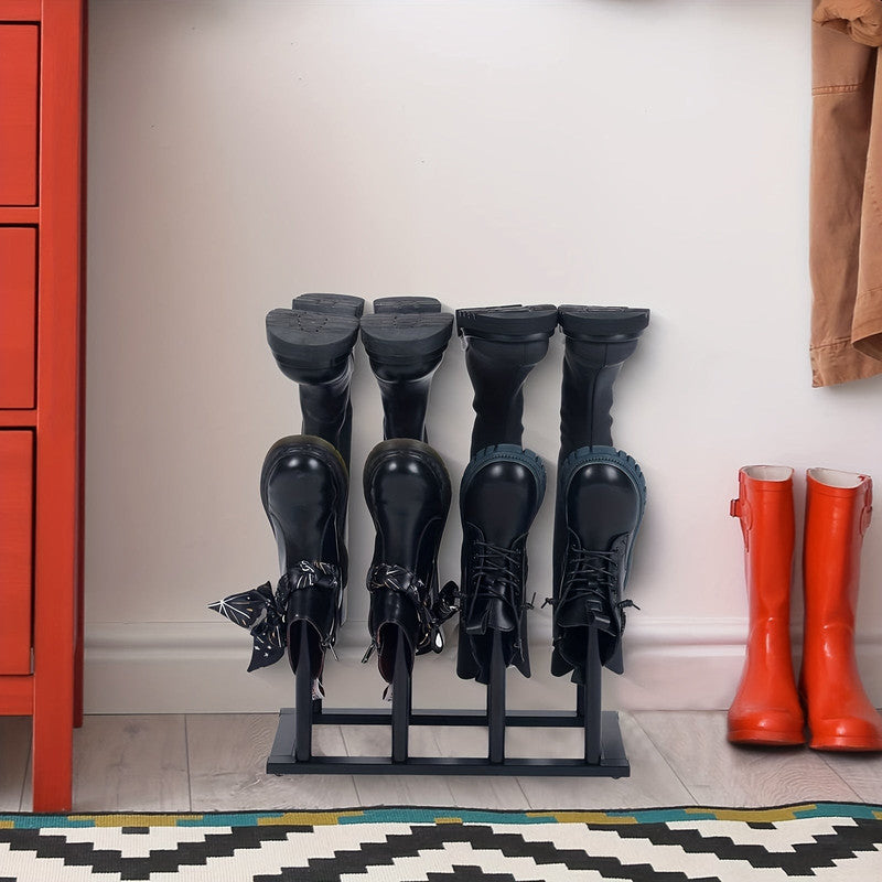 Black Metal Shoe Rack Organizer – Entryway Storage Stand