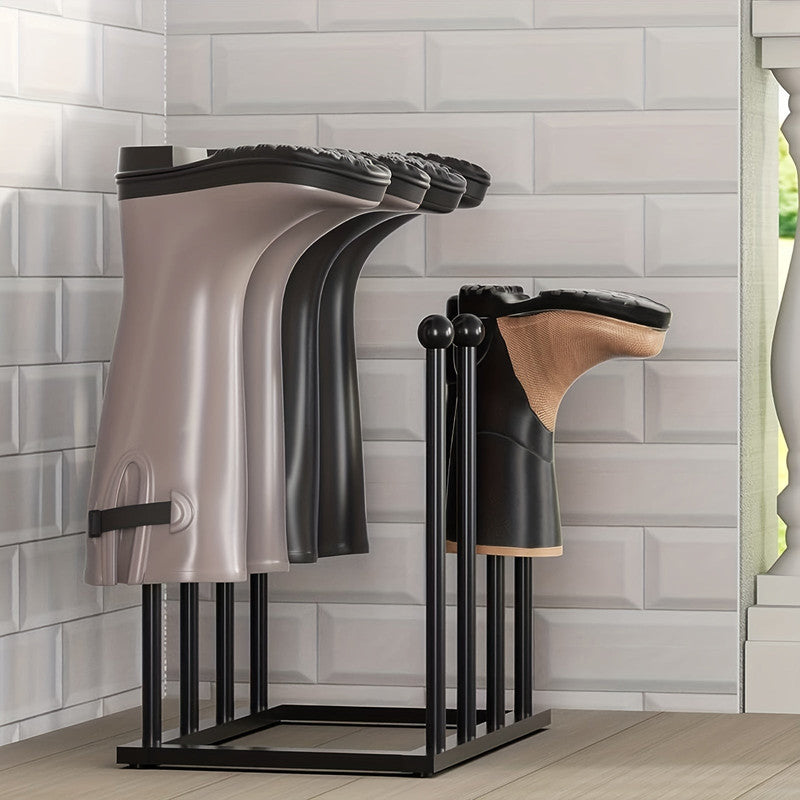 Black Metal Shoe Rack Organizer – Entryway Storage Stand