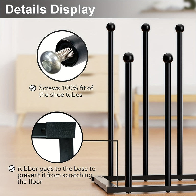 Black Metal Shoe Rack Organizer – Entryway Storage Stand