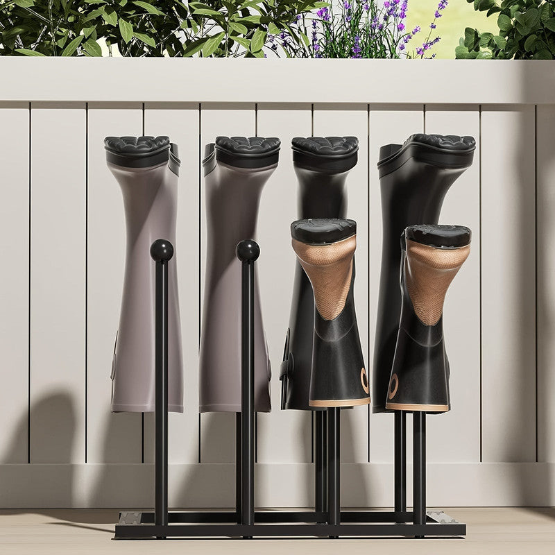 Black Metal Shoe Rack Organizer – Entryway Storage Stand